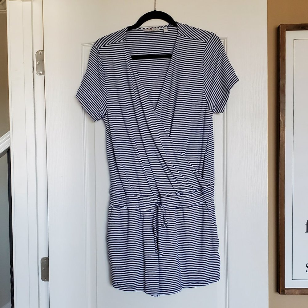 Vineyard Vines Knit Red Stripe Crossover Romper